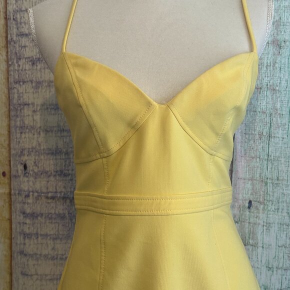 LIKELY Sz 8 Lillie Flounced Bustier Yellow Sweetheart Neckline Mini A-line Dress - Picture 5 of 8
